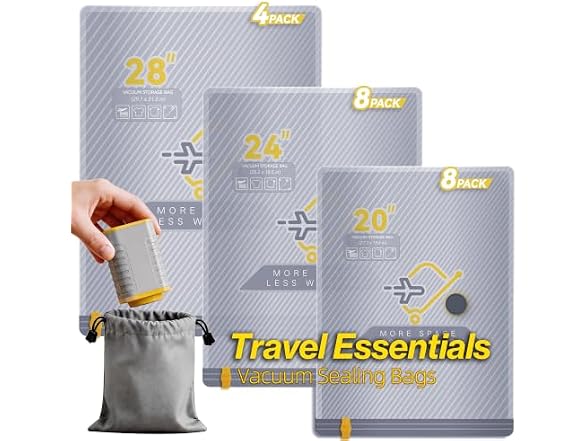 Viokei 25-Pack Vacuum Bags for Travel