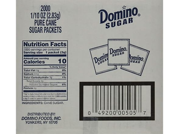 Domino Sugar Packets, 0.1 Ounce (Pack of 2000)