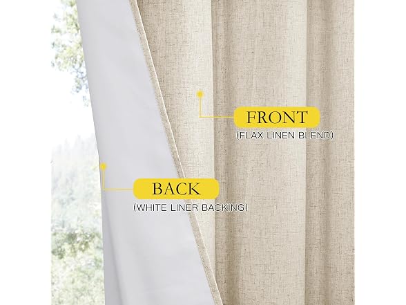NICETOWN 100% Blackout Linen Curtains