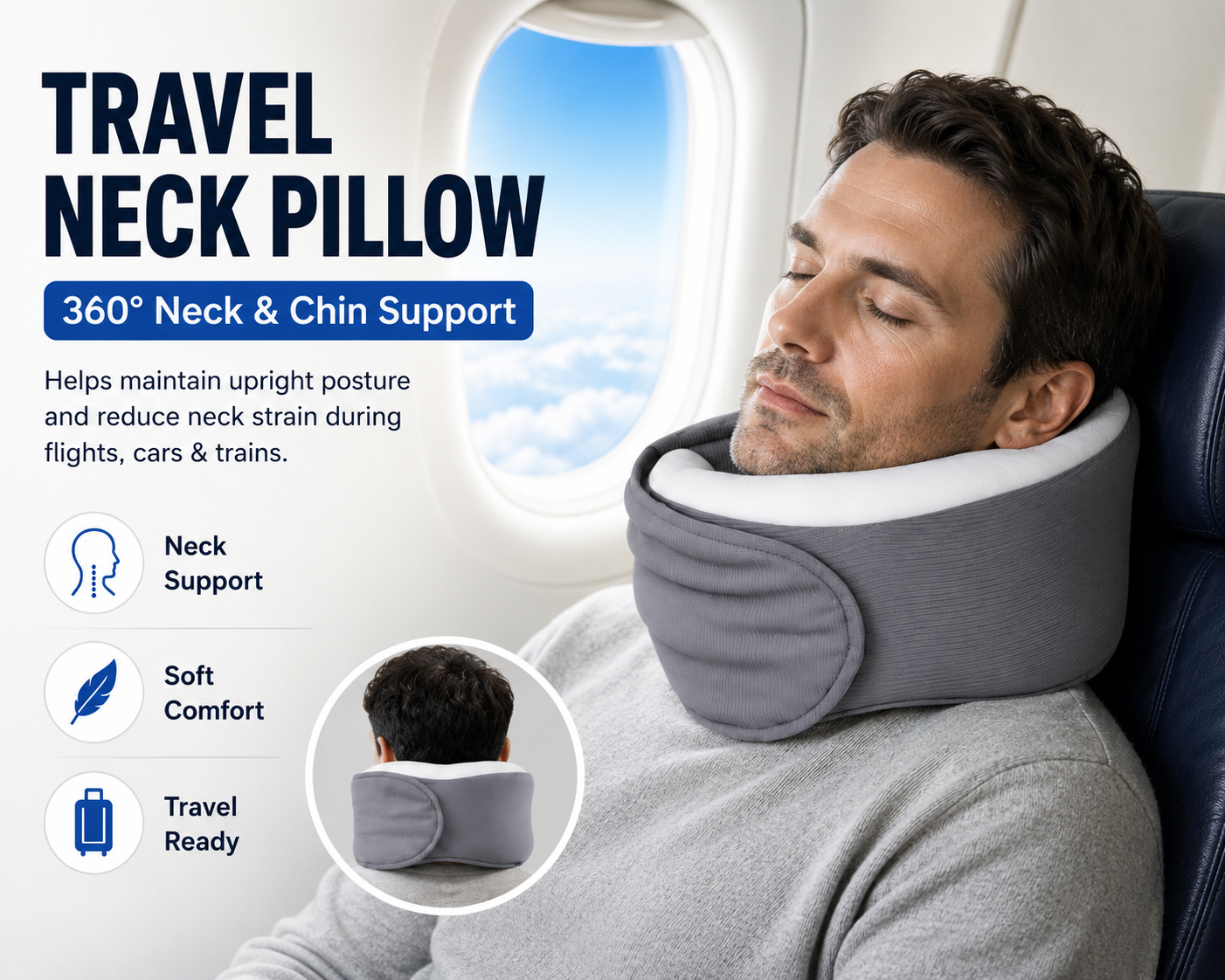 Neck Travel Pillow w/ Eye Mask - Gallery 8