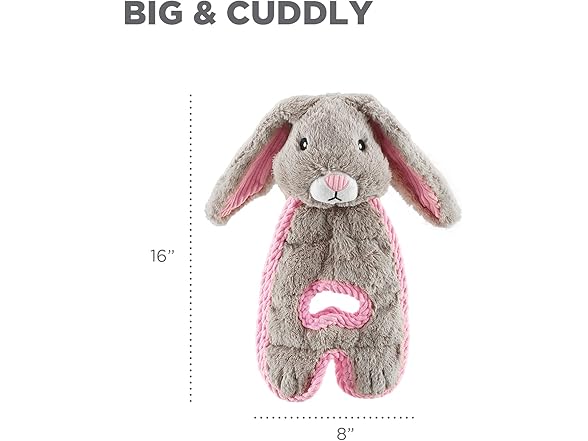 Cuddle Tugs Bunny Plush Squeaky Dog Toy