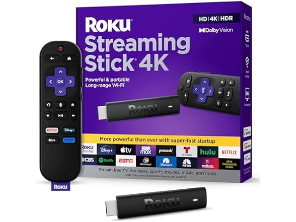 Roku Streaming Stick 4K - HDR & Dolby Vision Roku Streaming (Open Box)