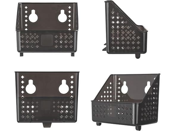 Cetomo Plastic Hanging Baskets with Hole, Clear Black, 4 Pack