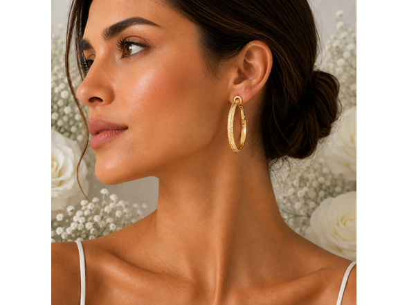 18k Gold Plated Greek Key Hoop Earrings