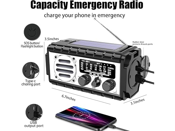 QALYVYW Solar Crank Emergency Radio