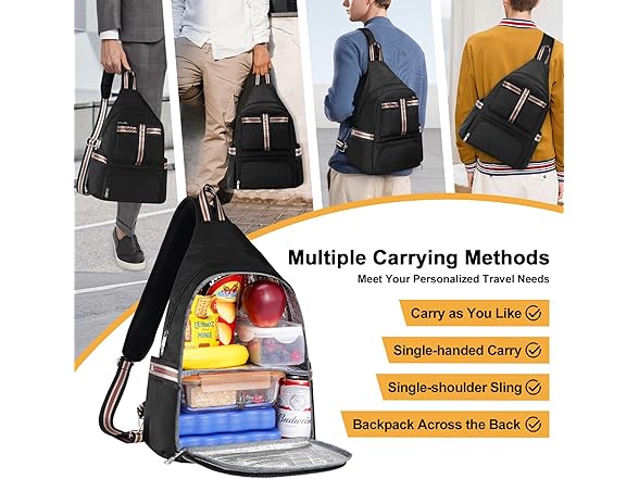 HesLaus Crossbody Lunch Backpack