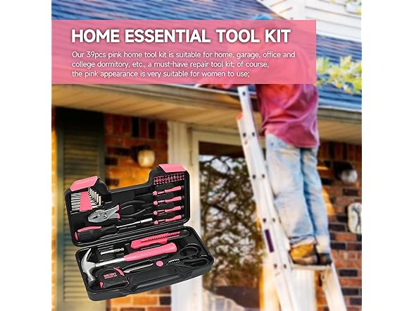 39Pc Household Tool Set Pink Women