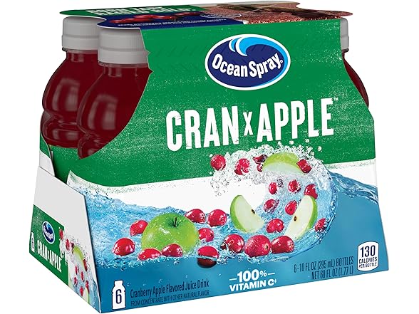 6PK Ocean Spray Cran-Apple Juice Drink, 10 Oz