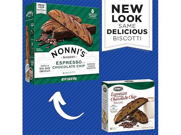 8CT Nonni's Espresso Chocolate Chip Biscotti, 6.88oz