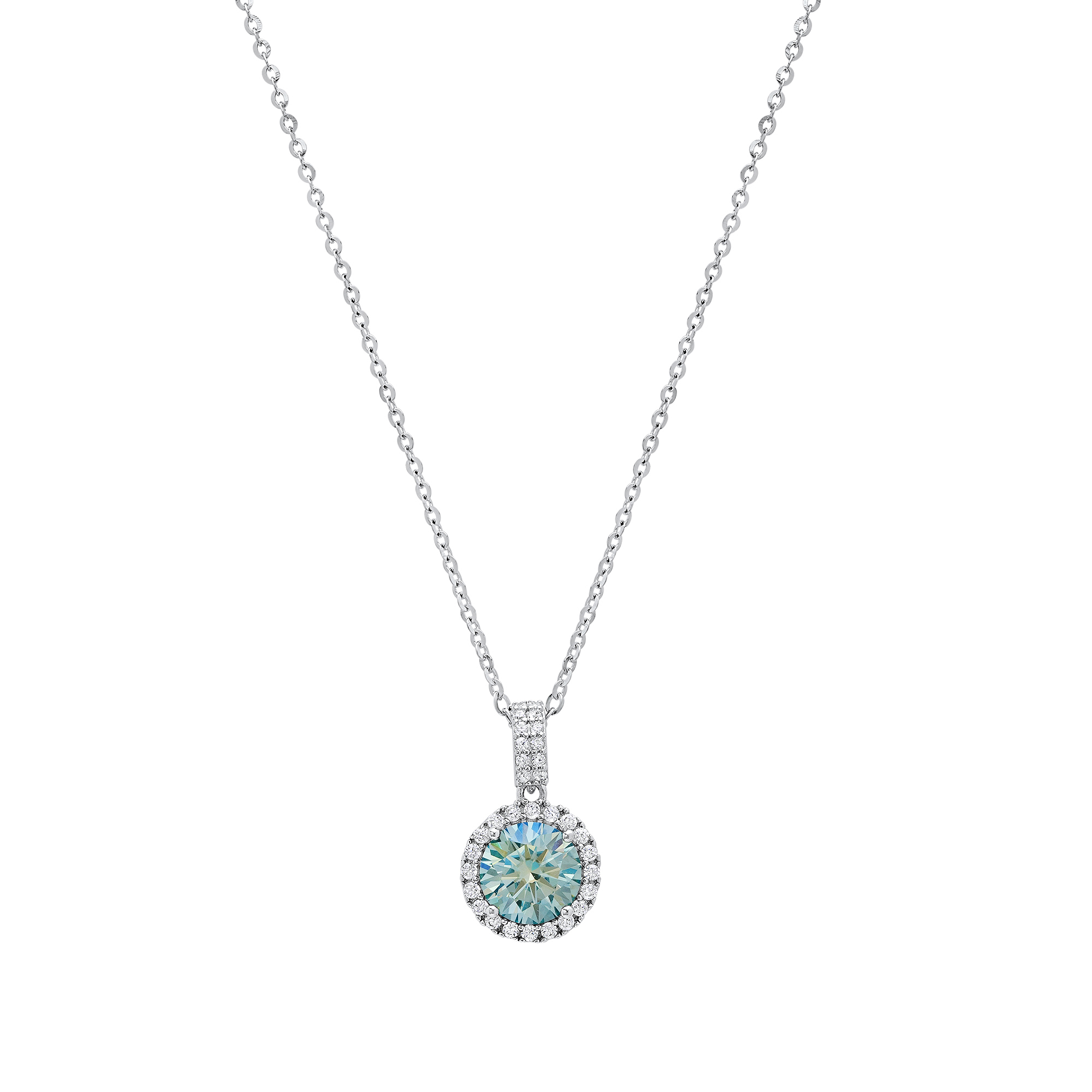 1 CTTW Turquoise Moissanite Necklace - Gallery 4