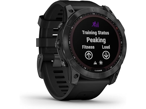 Garmin Fenix 7X Solar-Powered Waterproof 1.4-Inch Display Multisport GPS Watch with Built-in LED Flashlight and Bluetooth (Slate Gray with Black Band) (Open Box)