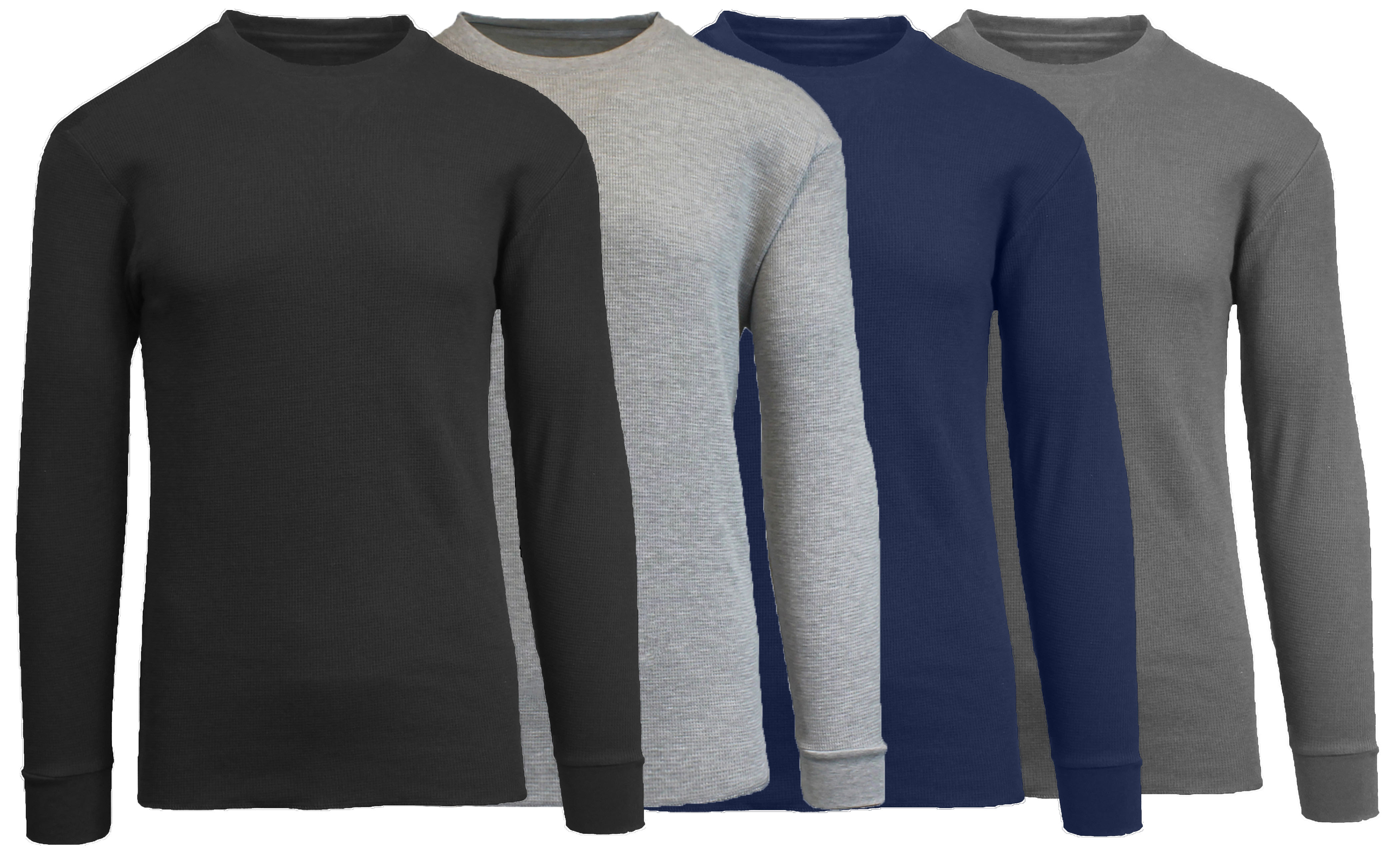 4Pk Mens Waffle-Knit Thermal Shirts - Gallery 11