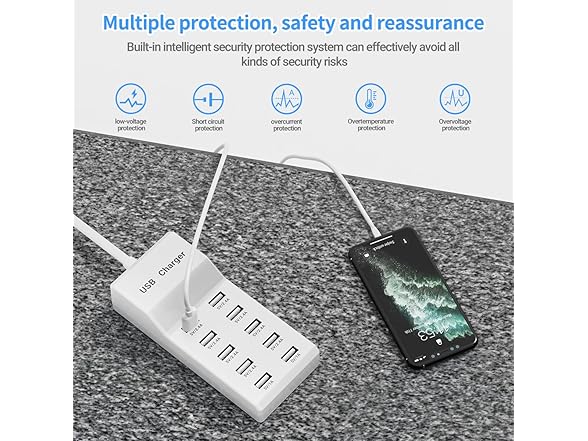 (2 PACK) WUCOHATI 10-Port USB Charging Hub
