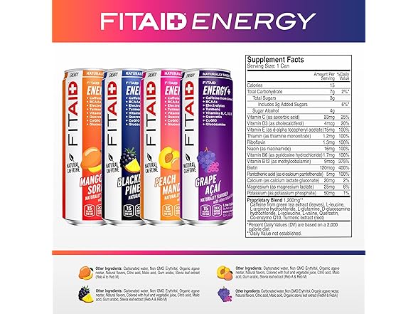 12PK LIFEAID FITAID Energy, 200mg Natural Caffeine