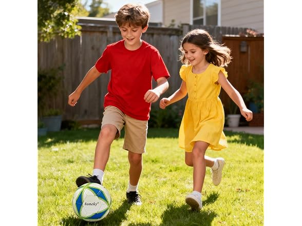 Aoneky Soccer Ball with Pump White/Blue/Green