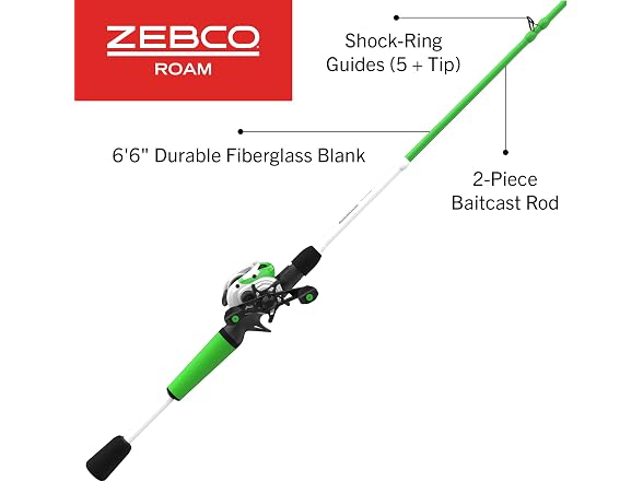 Zebco Roam Baitcast Reel and Fishing Rod Combo