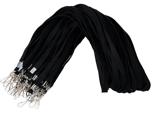 PEAKEEN Black Lanyards, 100 Pack
