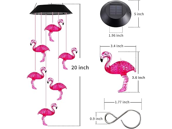 AIONASA Solar Flamingo Wind Chimes