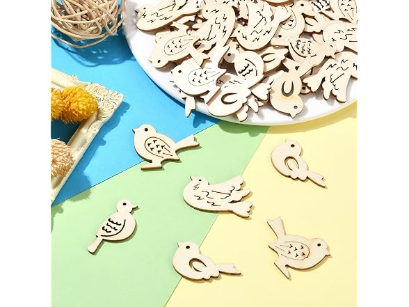 Stiesy 200 Pcs Mini Bird Wood DIY Crafts