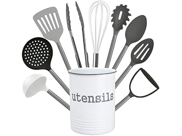Cook With Color 10 Piece Nylon Cooking Utensil Set with Holder