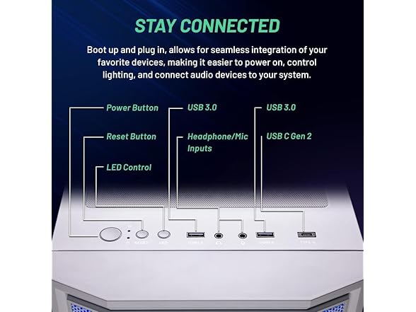 Skytech Gaming Archangel Desktop PC, Ryzen 5 5500 3.6 GHz (4.2GHz), NVIDIA RTX 3050 6GB, 1TB NVMe SSD, 16GB DDR4 RAM 3200, 650W Gold PSU, Wi-Fi, Win 11 (Open Box)