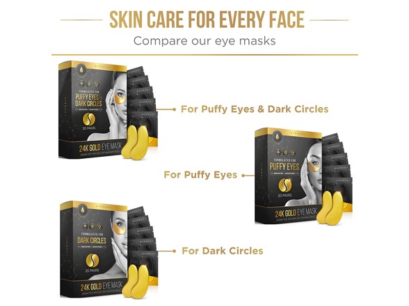 (2 Pack) DERMORA 24K Gold Eye Masks 20 Pairs