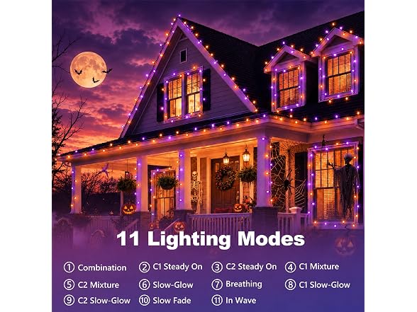 Forlivese 2 Pack 100 LED Halloween Lights