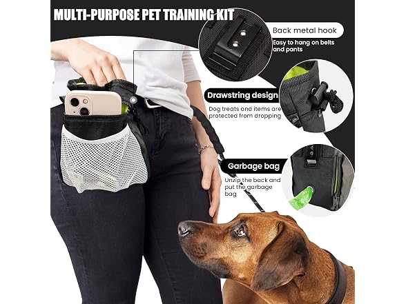 5/6 Ft Dog Leash-Multifunction Dog Treat Pou