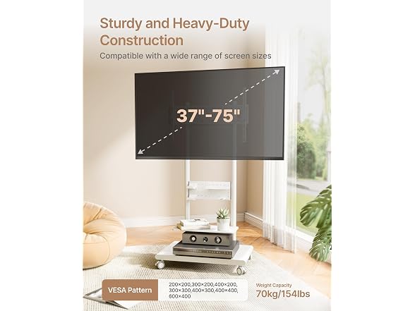 Heavy-Duty Rolling TV Stand