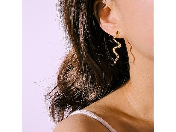 Silver & Gold Snake Dangle Earrings