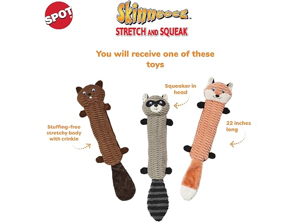SPOT Skinneeez Stretch and Squeak Dog Toy