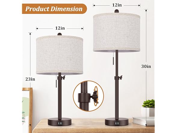 Kondras Modern Brown Table Lamps Set of 2