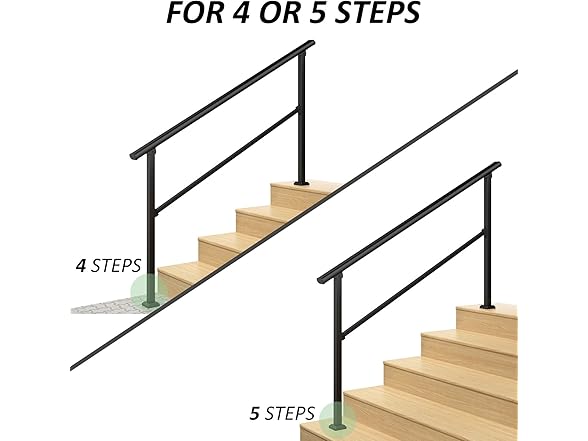 LOVMOR 2 Pack 5 Step Hand Rails for Outdoor Steps