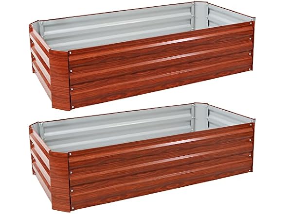 Sunnydaze Rectangle Galvanized Steel Garden Beds, 2pk