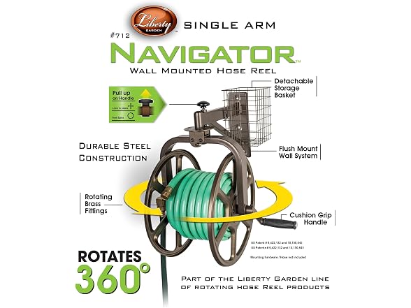 Liberty Garden Multi-Directional Garden Hose Reel