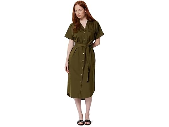 Amazon Essentials Women SS Button-Down Dress w/ Belt - Gallery 5