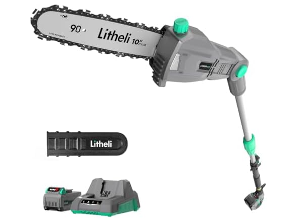 Litheli Cordless Pole Saw,10-Inch 40V Pole Saws for Tree Tri (Open Box)