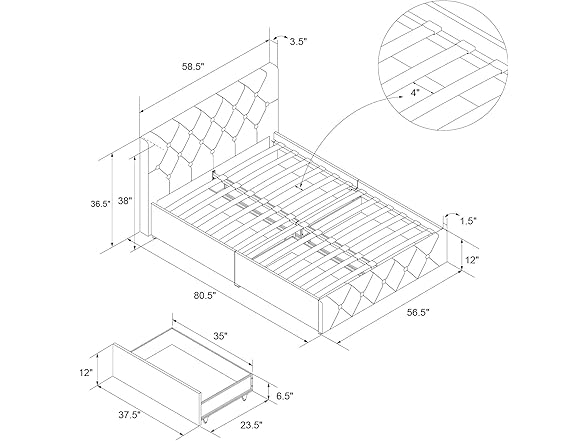 DHP Dakota Upholstered Platform Bed with Underbed