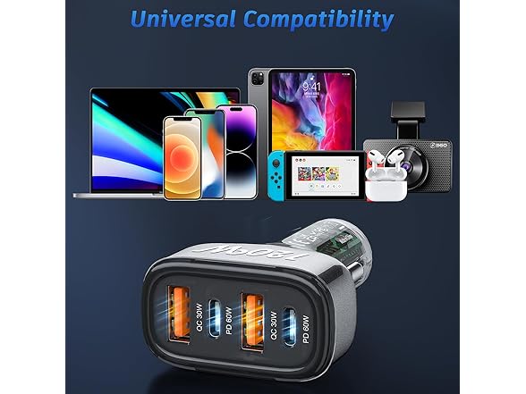 SONRU 4 Port 120W USB C Car Charger
