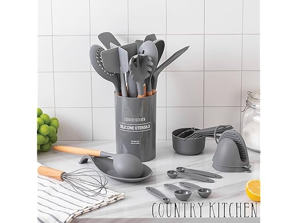 Country Kitchen Non Stick Silicone Utensil Set 