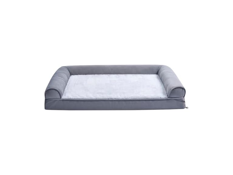 Amazon Basics Living Room Couch Dog Bed with Premium Foam, Pressure-Relief Support for Dogs up to 55lbs, Machine Washable Cover, Large Sized (36" x 27"), Grey