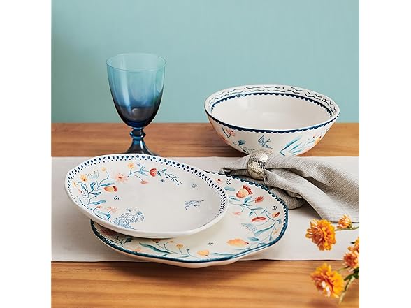 Fitz and Floyd Gracie Floral 12 Piece Dinnerware Set, Service for 4