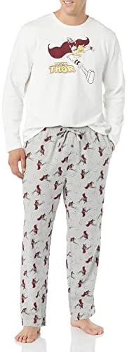 Amazon Essentials Disney | Marvel | Star Wars Men's Flannel Pajama Sleep Sets, Marvel Thor, Large