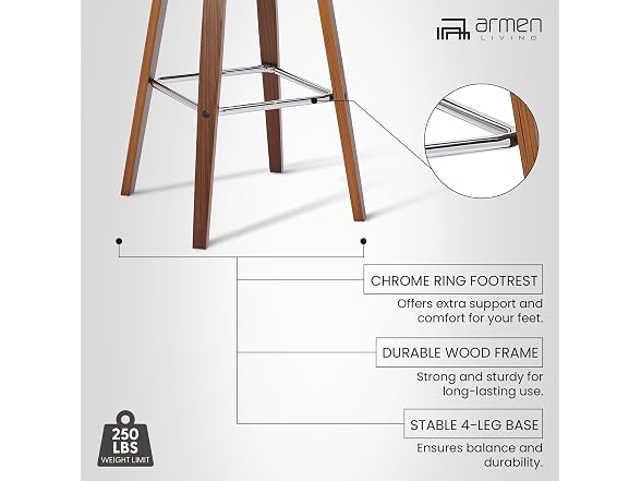 Armen Living Tyler 26" Counter Height Swivel Stool
