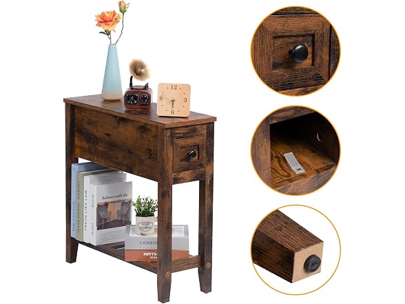 LUSUOWLZ Brown 2 Pack Narrow End Table