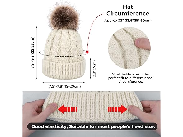 Livingston Women (OS) Hats Winter Soft Knitted Pom