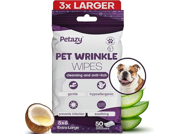 Petazy Pet Wrinkle Wipes for Face Folds