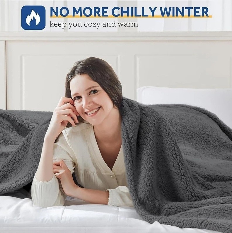 Warmrest Electric Heated Blanket Soft Sherpa, 80"x84" - Gallery 9
