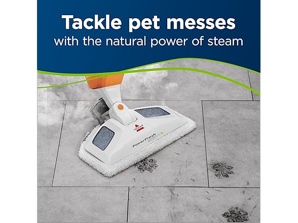 Bissell PowerFresh Lift-Off Pet Steam Mop, Steamer, Tile, Bathroom, Hard Wood Floor Cleaner, 1544A, Orange (Open Box)