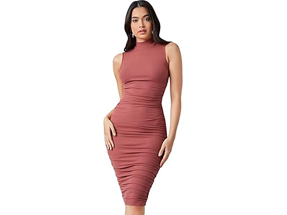 Floerns Women (XS) Solid Sleeveless Mock Dress